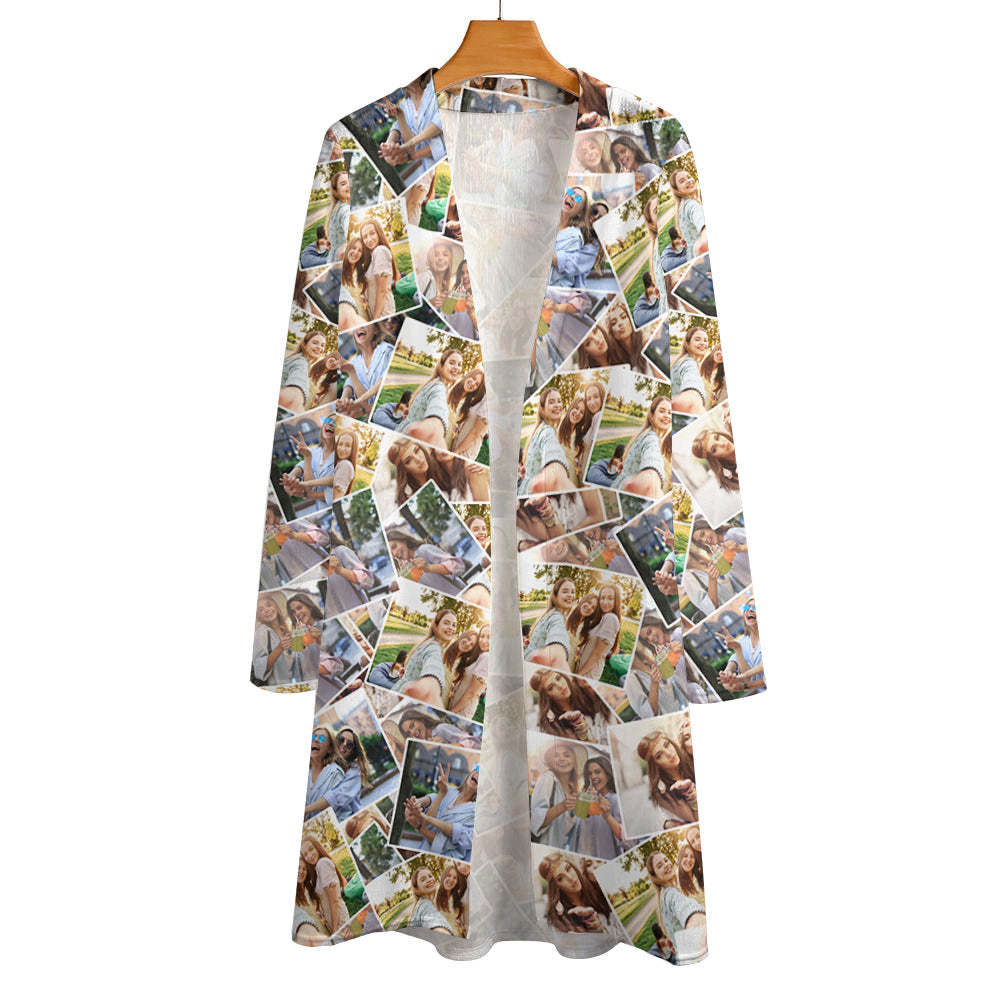 Personalized Photo Cardigan Women Long Sleeve Open Front Cardigans - MyFaceSocksAu