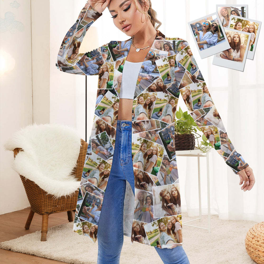 Personalized Photo Cardigan Women Long Sleeve Open Front Cardigans - MyFaceSocksAu