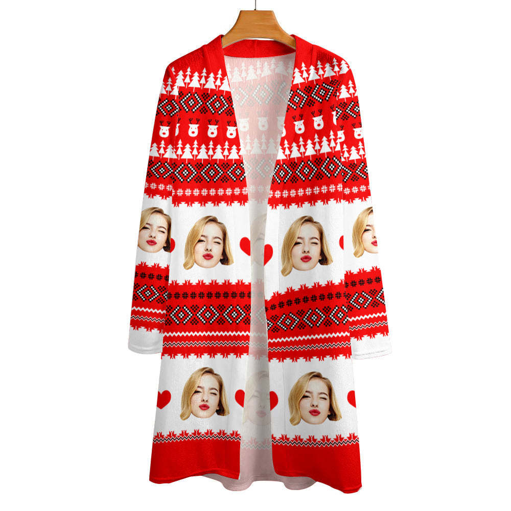 Personalized Christmas Cardigan Women Open Front Cardigans for Christmas Gifts - MyFaceSocksAu