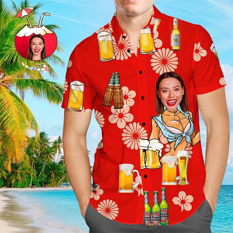 Custom Dog Face Hawaiian Shirt Custom Hawaiian Shirt with Photo Button Down Beach Shirts - MyFaceSocksAu