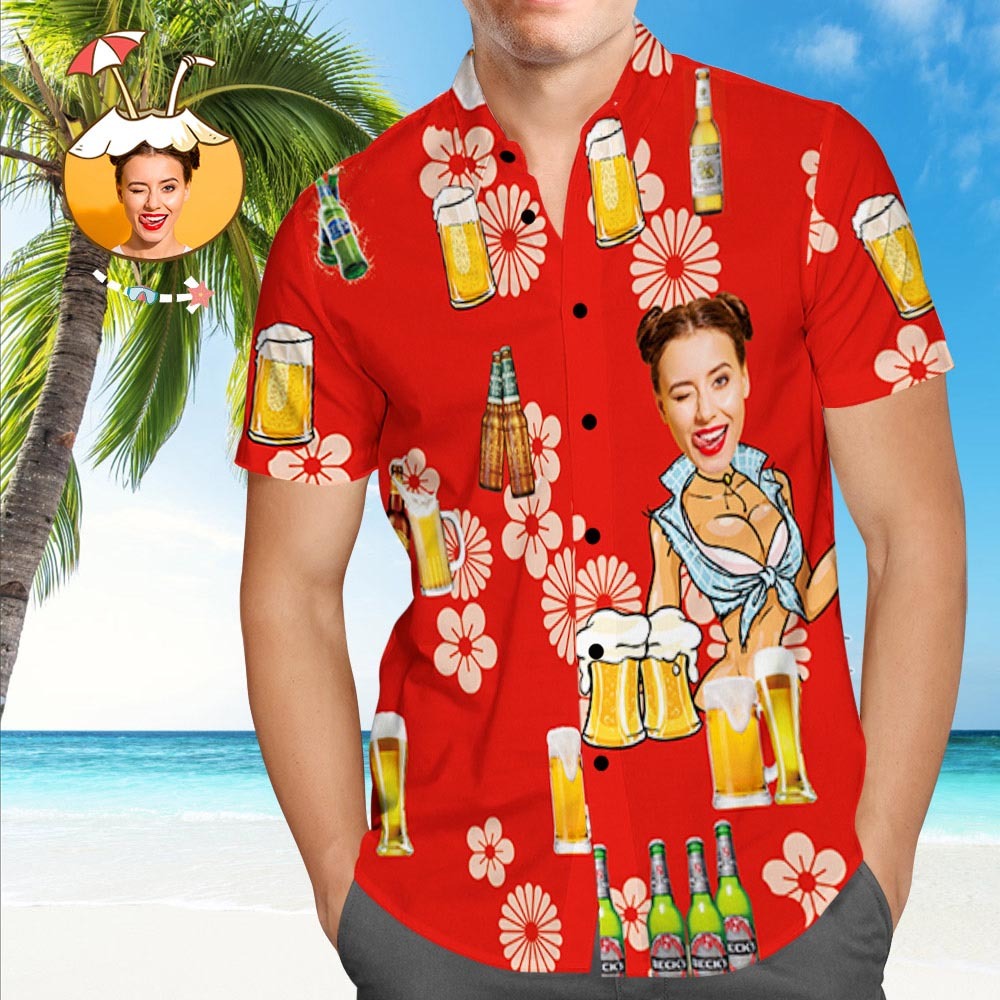 Custom Dog Face Hawaiian Shirt Custom Hawaiian Shirt with Photo Button Down Beach Shirts - MyFaceSocksAu