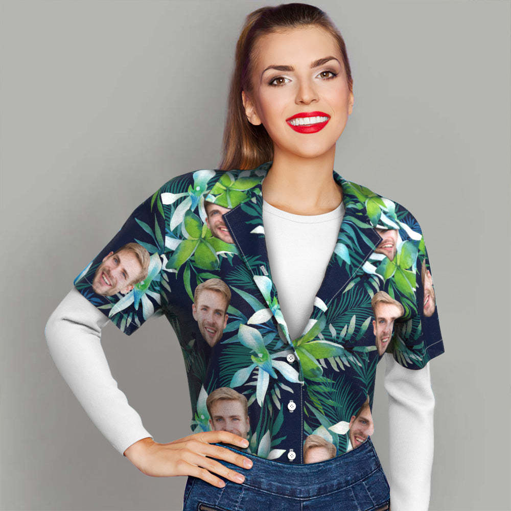Custom Face All Over Print Tropical Style Hawaiian Shirt -for Her - MyFaceSocksAu