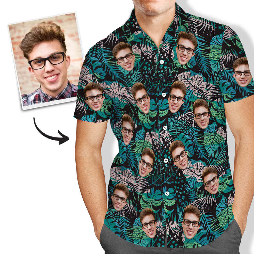 Custom Face Hawaiian Shirt Men's Photo Shirt All Over Print Shirt - Sleeve Shirt