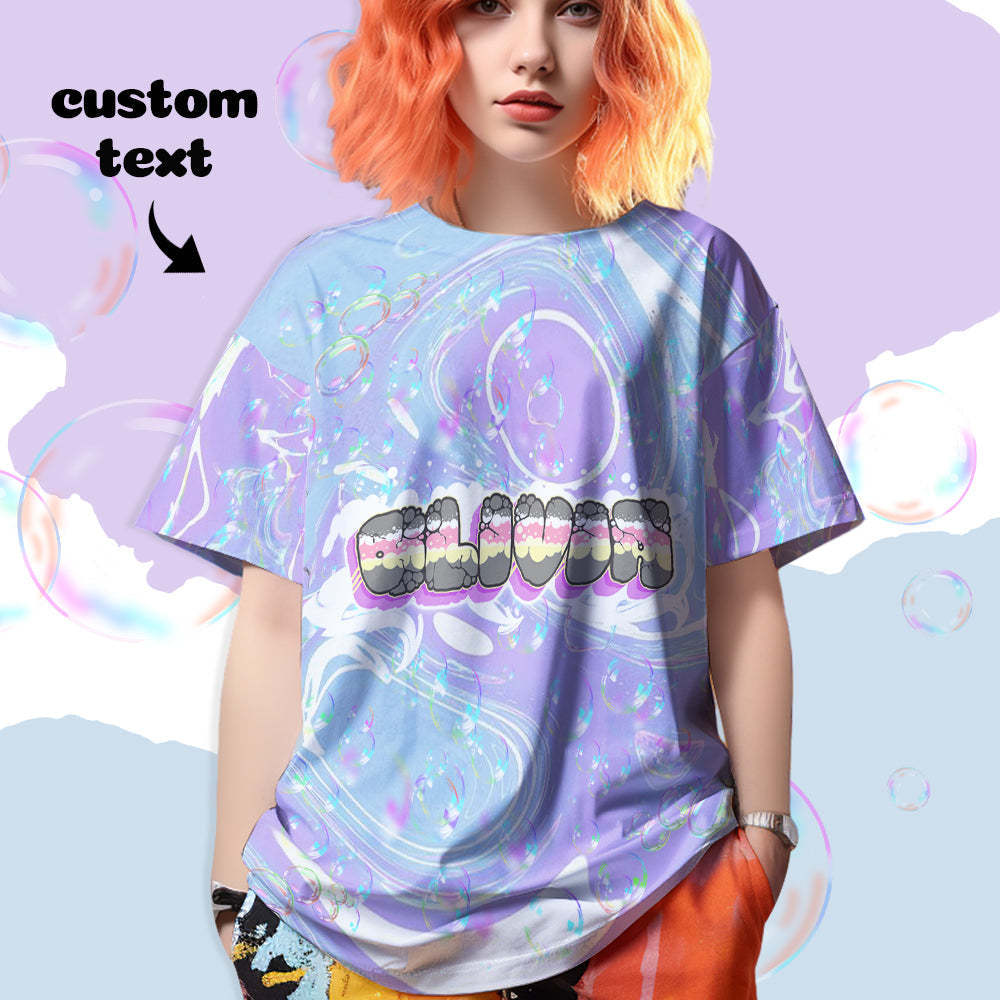 Custom T-shirt Personalised Name Tee Unisex Purple Summer T-shirt - MyFaceSocksAu