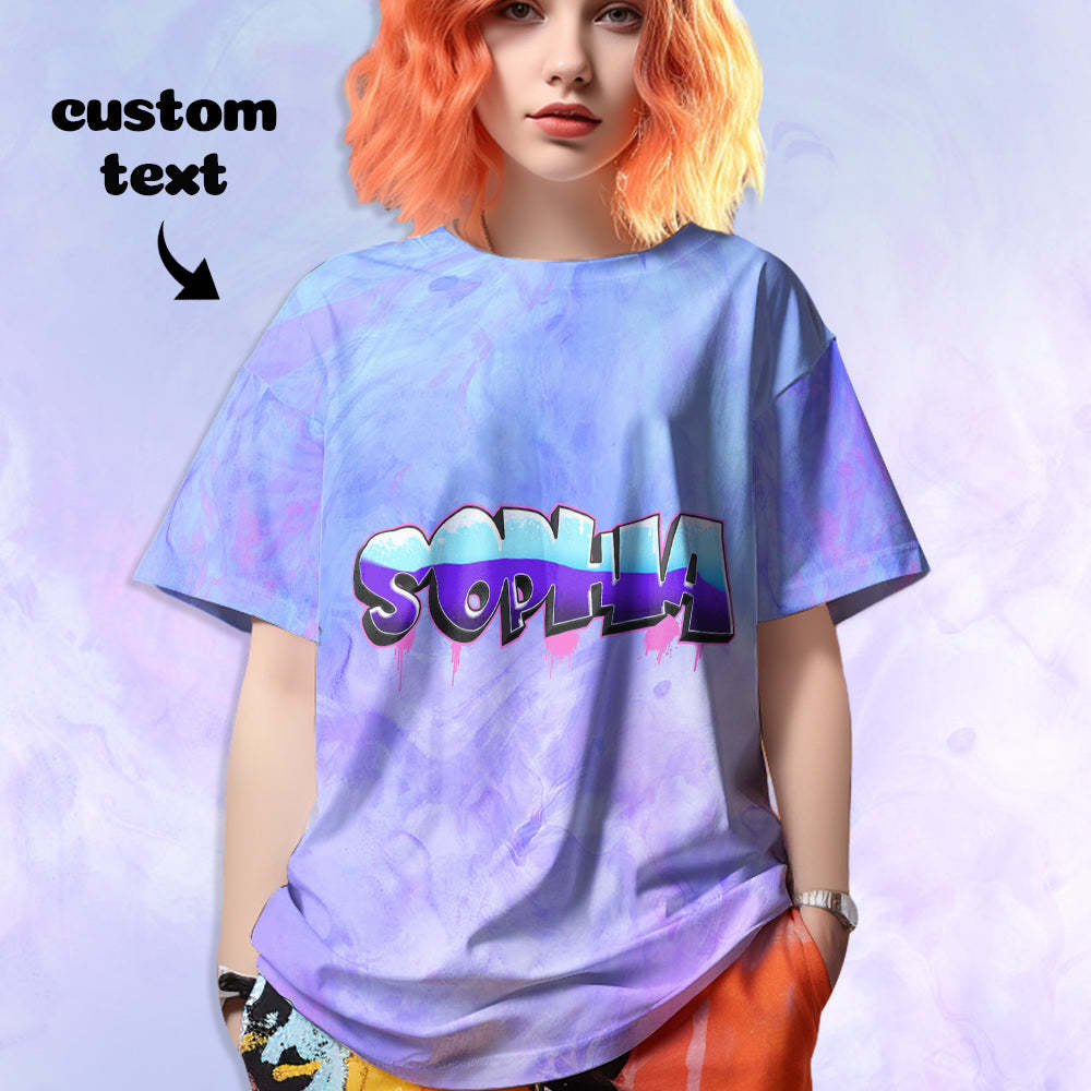 Custom T-shirt Personalised Name Tee Unisex Purple Summer Tie-dye T-shirt - MyFaceSocksAu