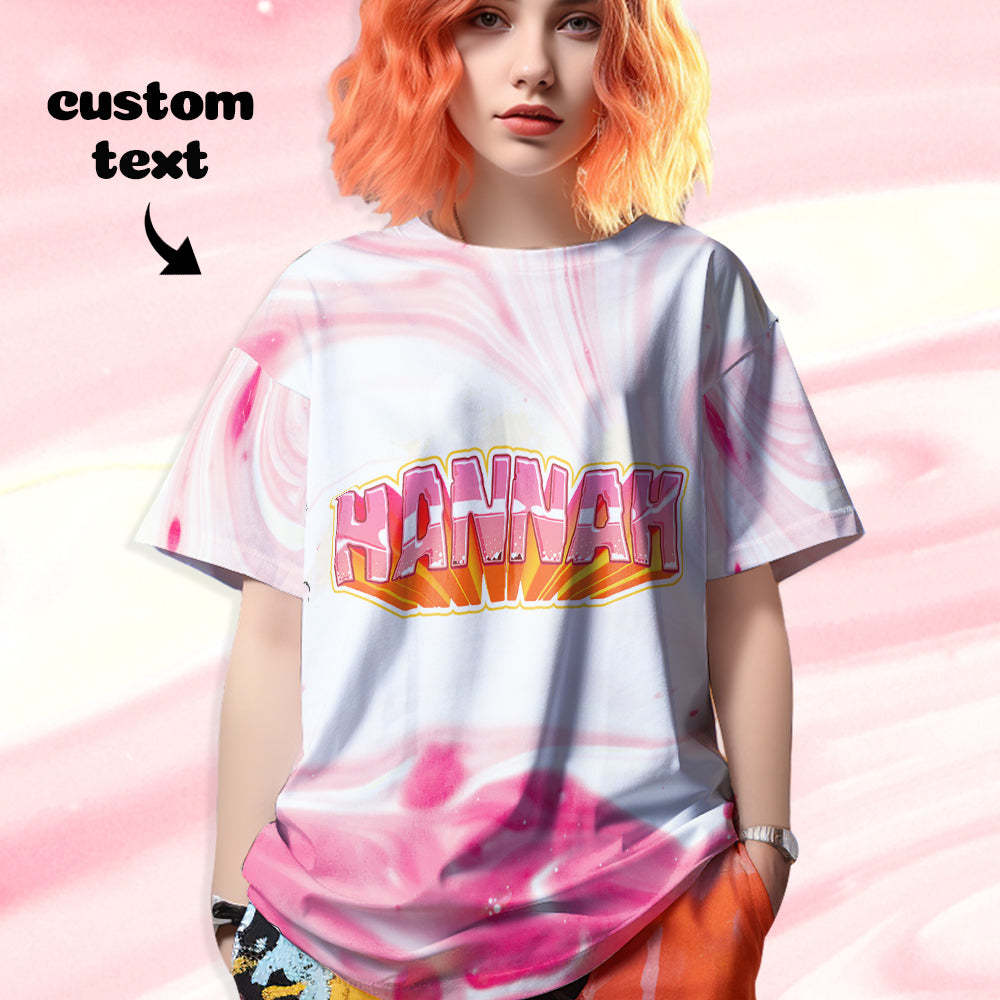 Custom T-shirt Personalised Name Tee Unisex Pink Summer T-shirt - MyFaceSocksAu
