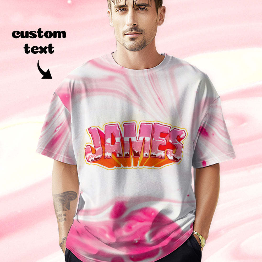 Custom T-shirt Personalised Name Tee Unisex Pink Summer T-shirt - MyFaceSocksAu