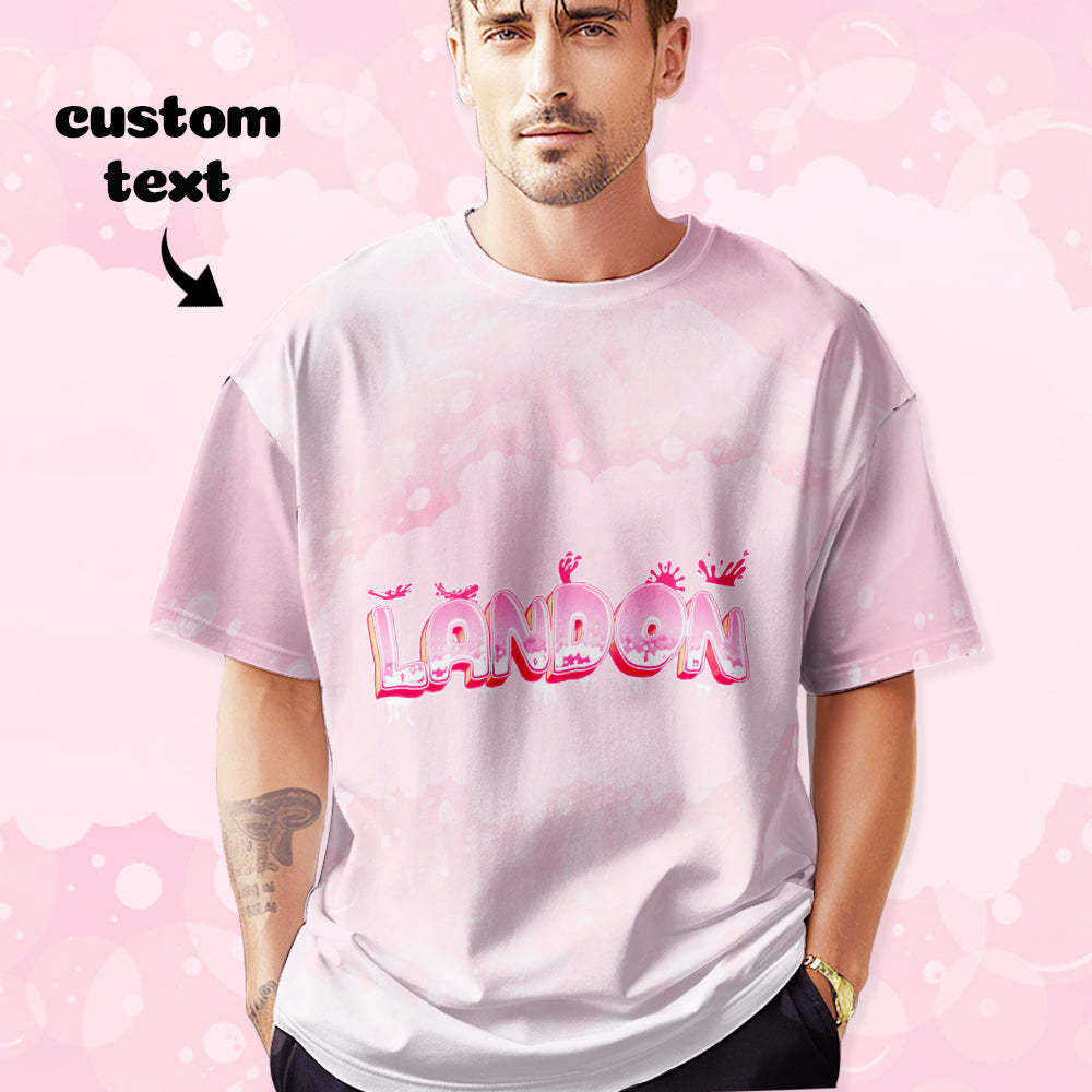 Custom T-shirt Personalised Name Tee Pink Unisex Summer T-shirt - MyFaceSocksAu