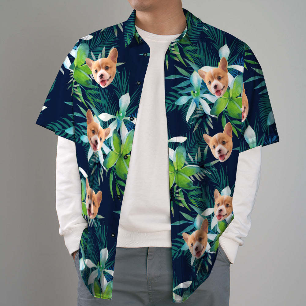 Black Friday Custom Hawaiian Shirt with Face Custom Dog Face Hawaiian Shirt Leaves Tropical Shirts for Christmas - MyFaceSocksEU