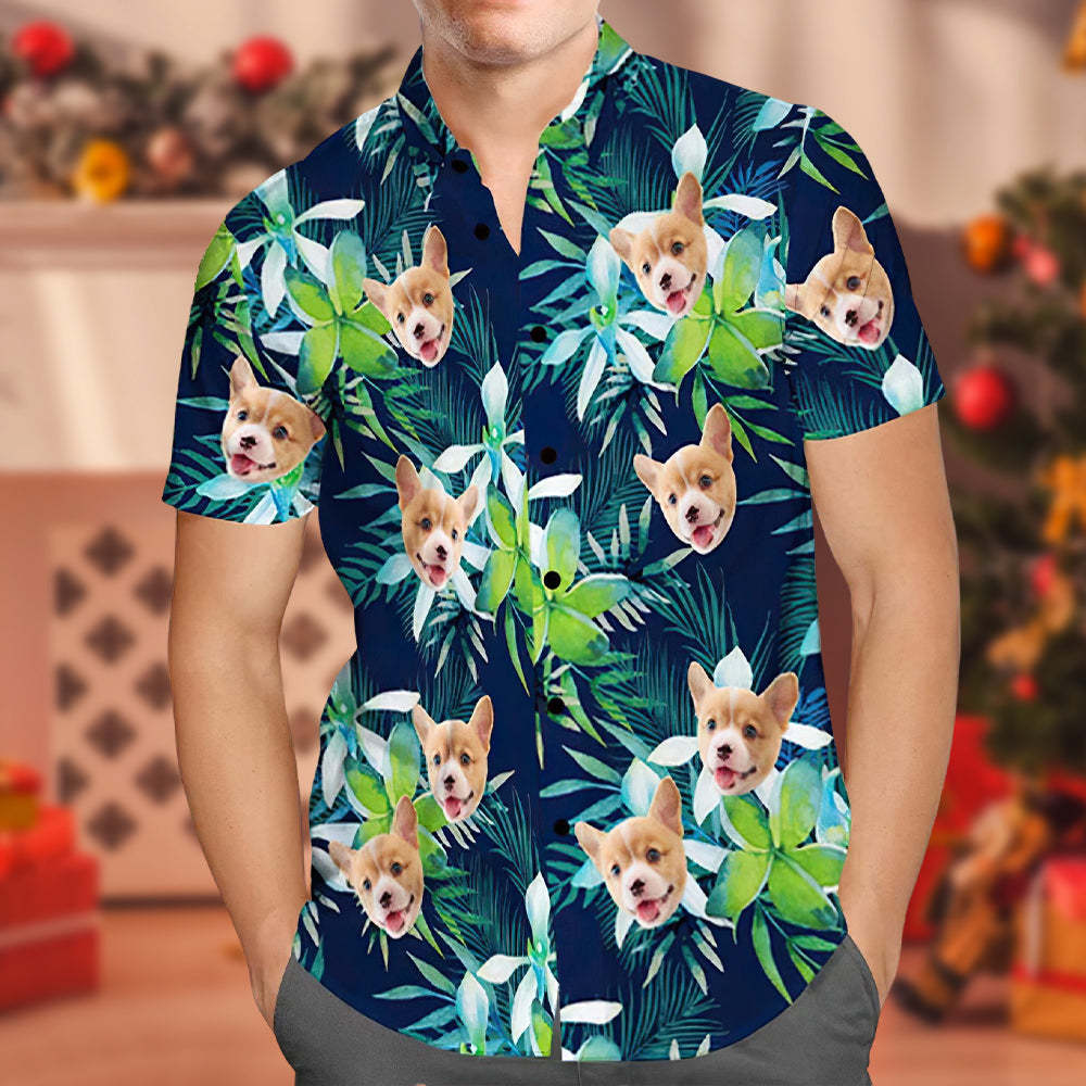 Black Friday Custom Hawaiian Shirt with Face Custom Dog Face Hawaiian Shirt Leaves Tropical Shirts for Christmas - MyFaceSocksEU