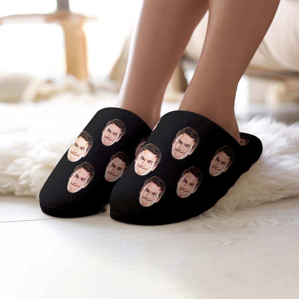 Custom Face Women's and Men's Slippers Personalized Casual House Shoes Indoor Outdoor Bedroom Cotton Slippers - MyFaceSocksAu