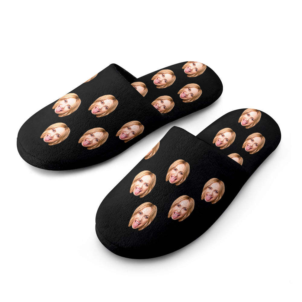 Custom Face Women's and Men's Slippers Personalized Casual House Shoes Indoor Outdoor Bedroom Cotton Slippers - MyFaceSocksAu