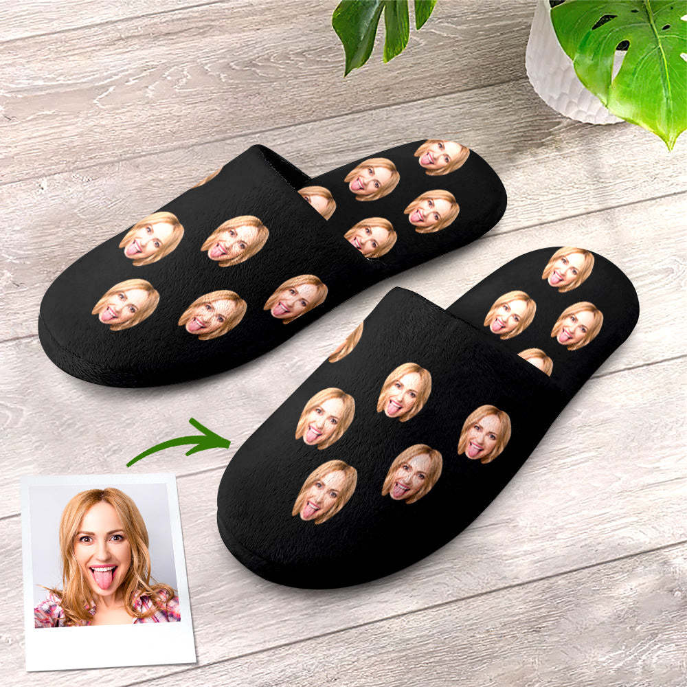 Custom Face Women's and Men's Slippers Personalized Casual House Shoes Indoor Outdoor Bedroom Cotton Slippers - MyFaceSocksAu