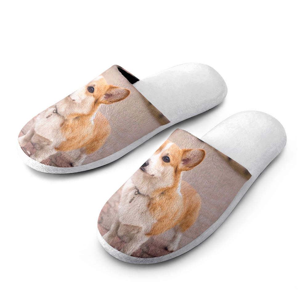 Custom Photo Women's and Men's Cotton Slippers Personalised Casual House Shoes Indoor Outdoor Bedroom Slippers Christmas Gift - MyFaceSocksAu