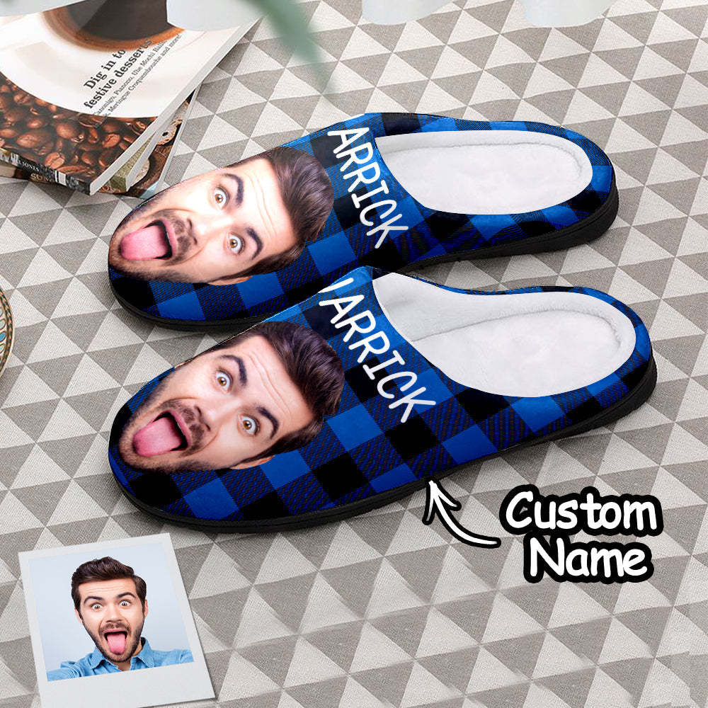 Custom Photo Women's and Men's Slippers Personalized Casual House Cotton Slippers Christmas Gift Pet Cat - MyFaceSocksAu