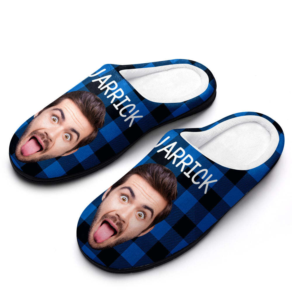 Custom Photo Women's and Men's Slippers Personalized Casual House Cotton Slippers Christmas Gift Pet Dog - MyFaceSocksAu