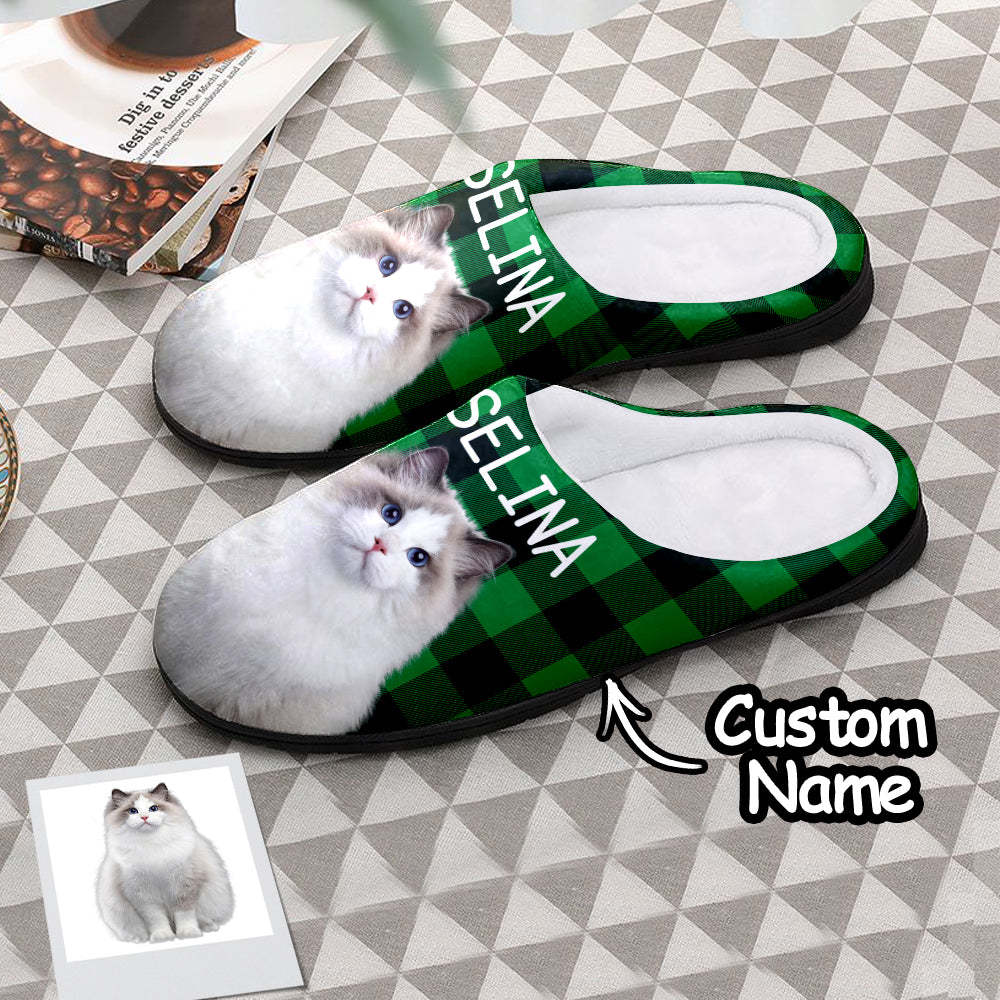Custom Photo Women's and Men's Slippers Personalised Casual House Cotton Slippers Christmas Gift For Her - MyFaceSocksAu