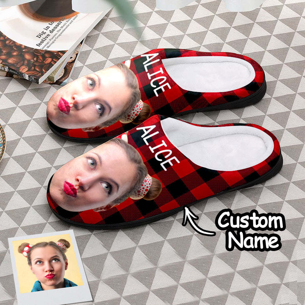 Custom Dog Photo Women's and Men's Slippers Personalised Casual House Cotton Slippers Christmas Gift For Pet Lover - MyFaceSocksAu
