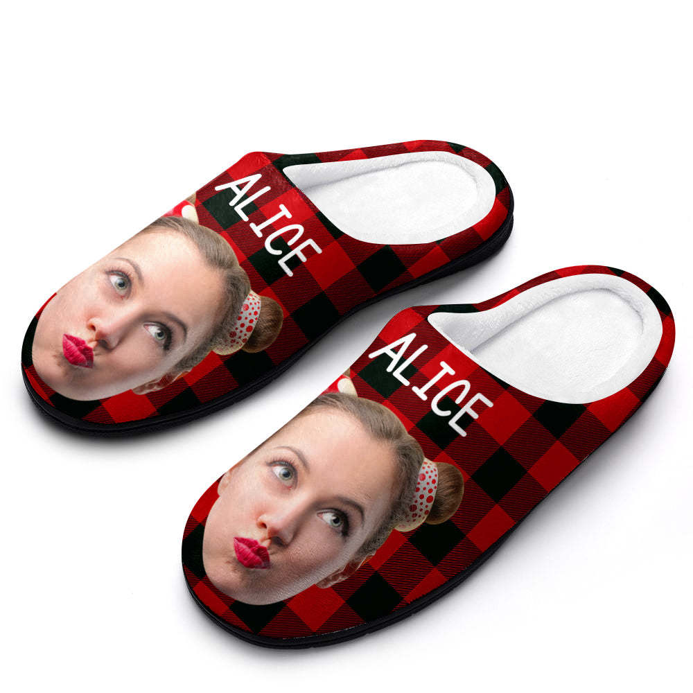 Custom Photo Women's and Men's Slippers Personalized Casual House Cotton Slippers Christmas Gift Pet Cat Blue - MyFaceSocksAu