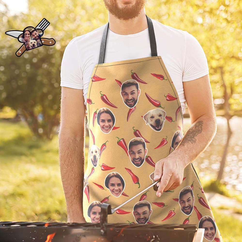 Custom Face Kitchen Apron Funny Crazy Face Apron Women and Men - Chilli