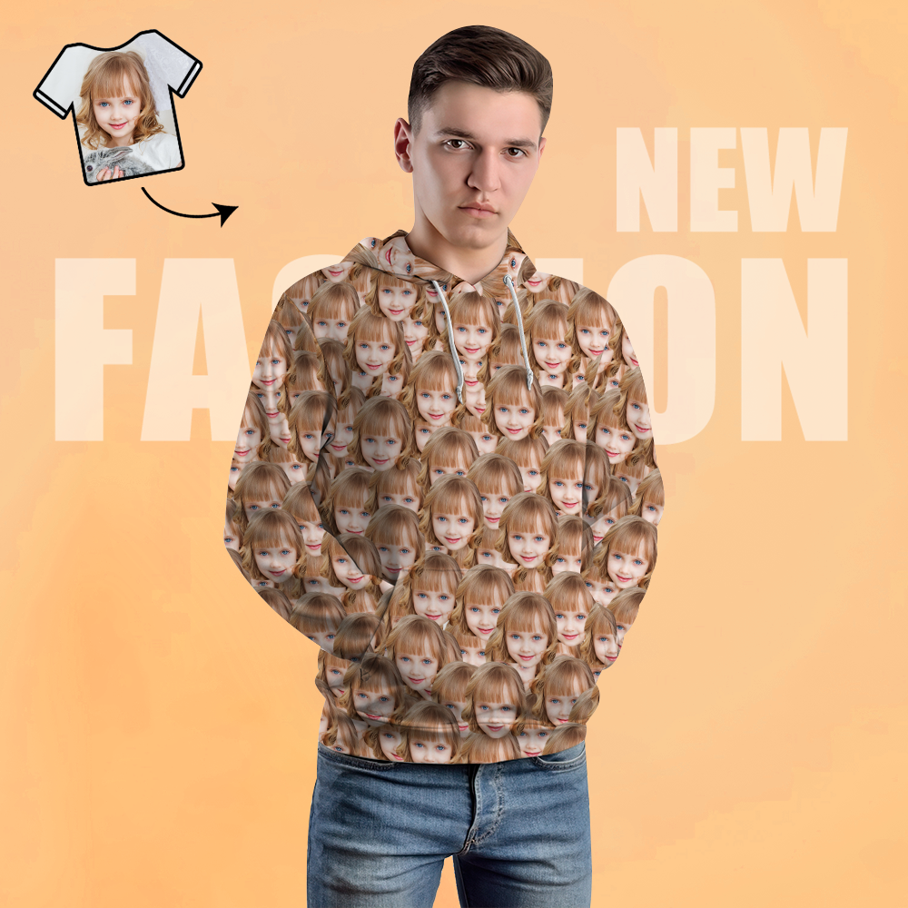 Custom Face Unisex Hoodie Casual Printed Photo Hoodie For Men Women - Mash Face - MyFaceSocksAu