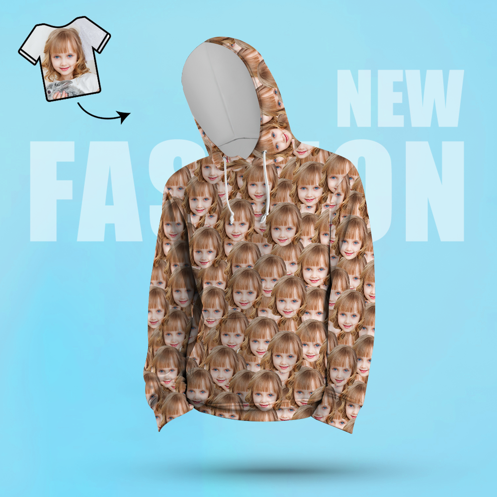 Custom Face Unisex Hoodie Casual Printed Photo Hoodie For Men Women - Mash Face - MyFaceSocksAu