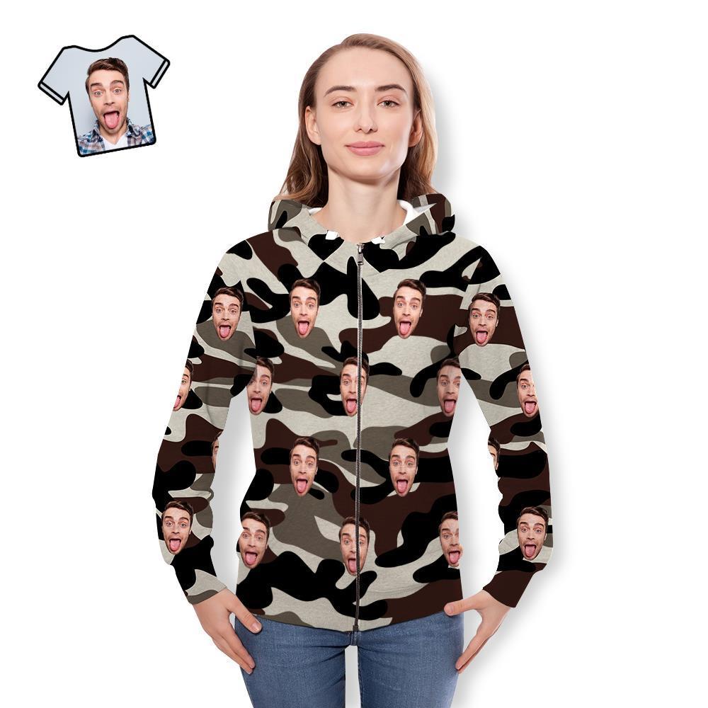 Custom Face Unisex Hoodie Casual Printed Dim Grey Camouflage - MyFaceSocksAu