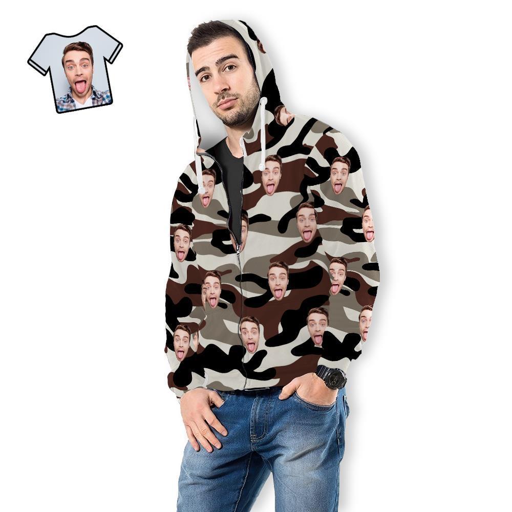 Custom Face Unisex Hoodie Casual Printed Dim Grey Camouflage - MyFaceSocksAu