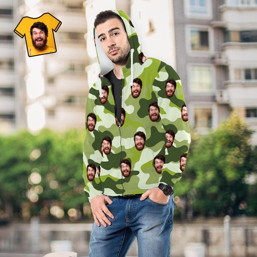 Custom Face Unisex Hoodie Casual Printed Auqamarin Camouflage - MyFaceSocksAu
