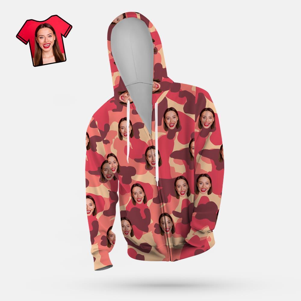 Custom Face Unisex Hoodie Casual Printed Misty Rose Camouflage - MyFaceSocksAu