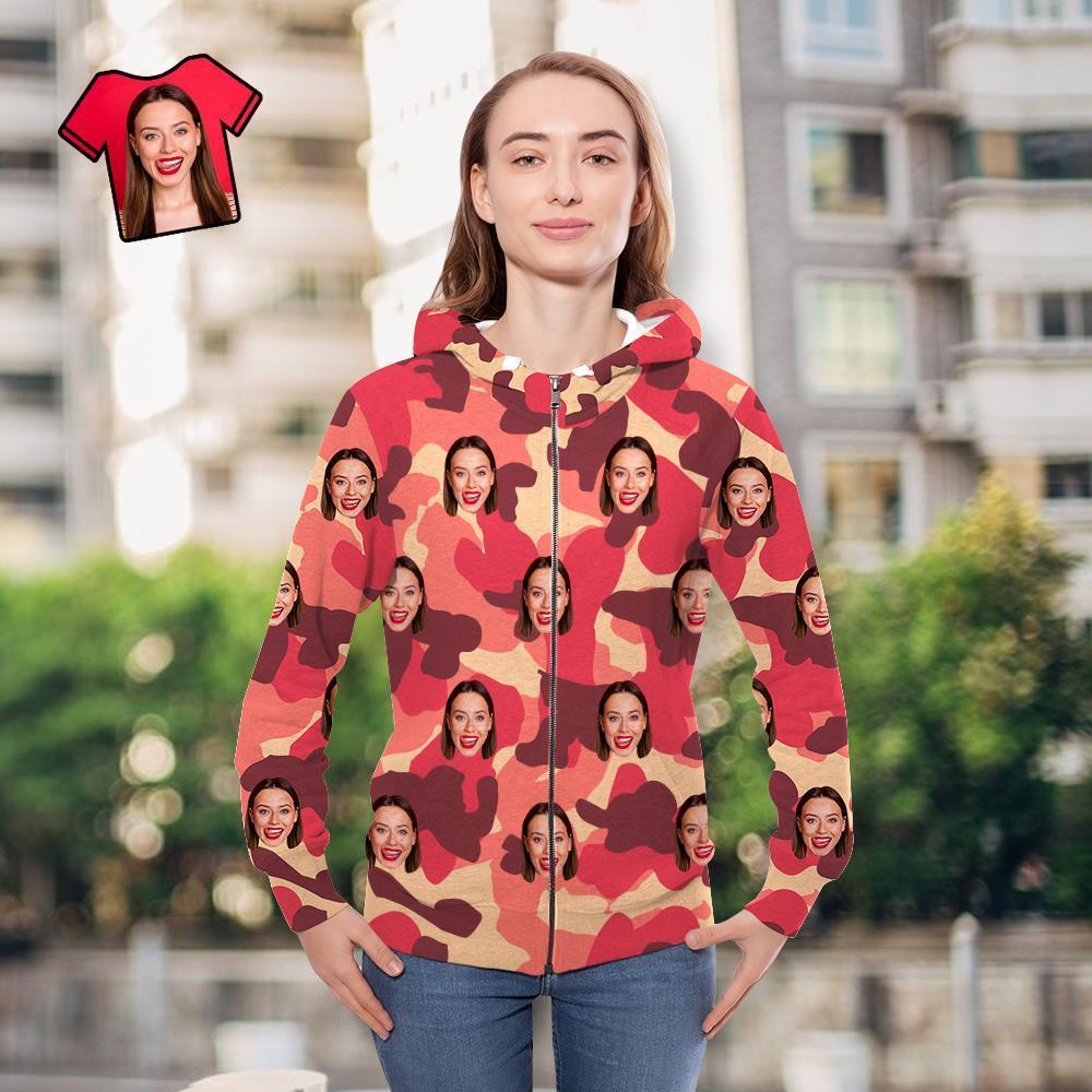 Custom Face Unisex Hoodie Casual Printed Misty Rose Camouflage - MyFaceSocksAu