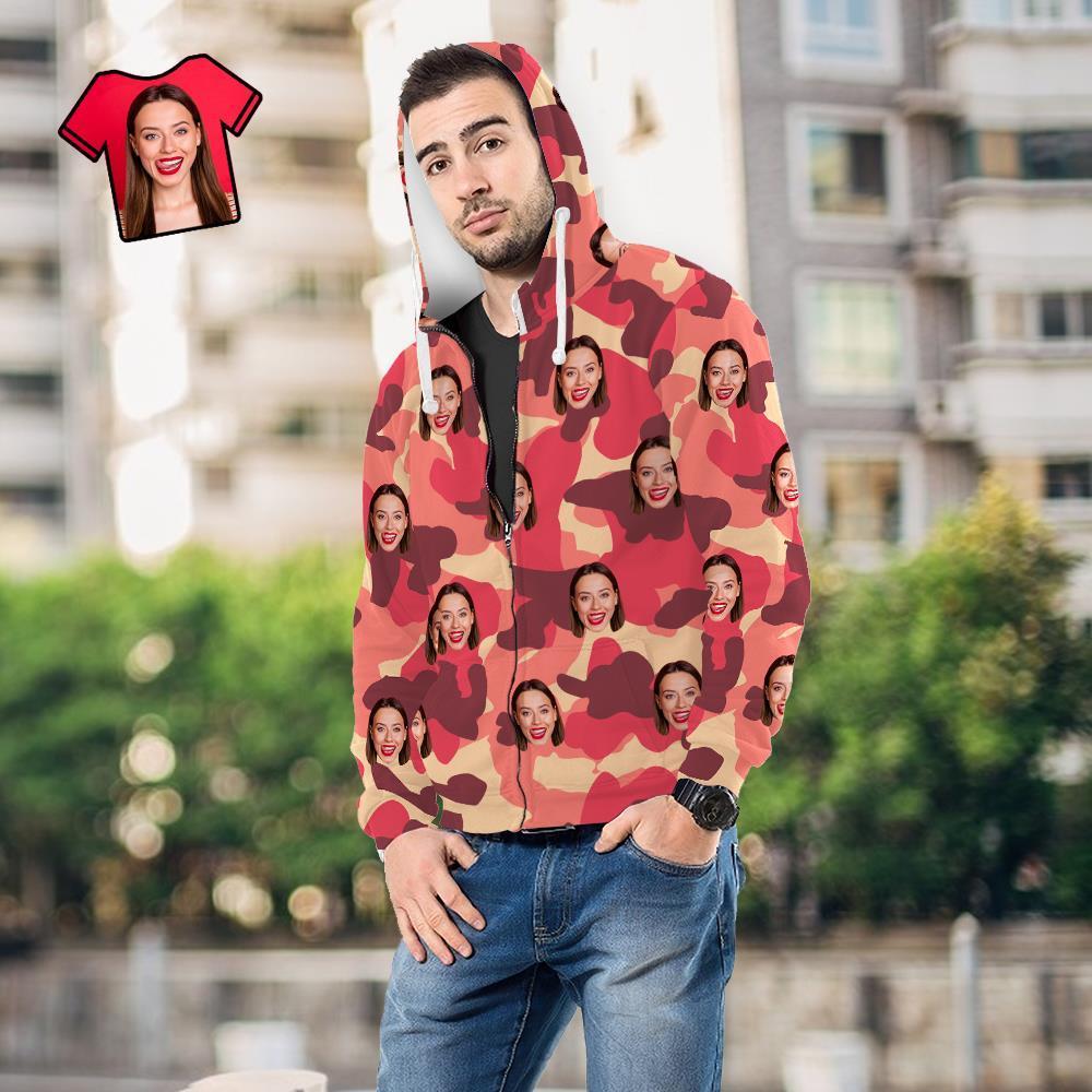 Custom Face Unisex Hoodie Casual Printed Misty Rose Camouflage - MyFaceSocksAu