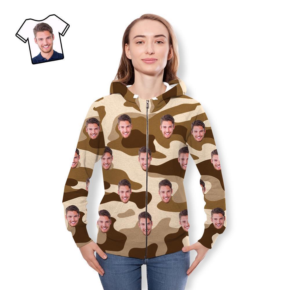 Custom Face Unisex Hoodie Casual Printed Wheat Camouflage - MyFaceSocksAu