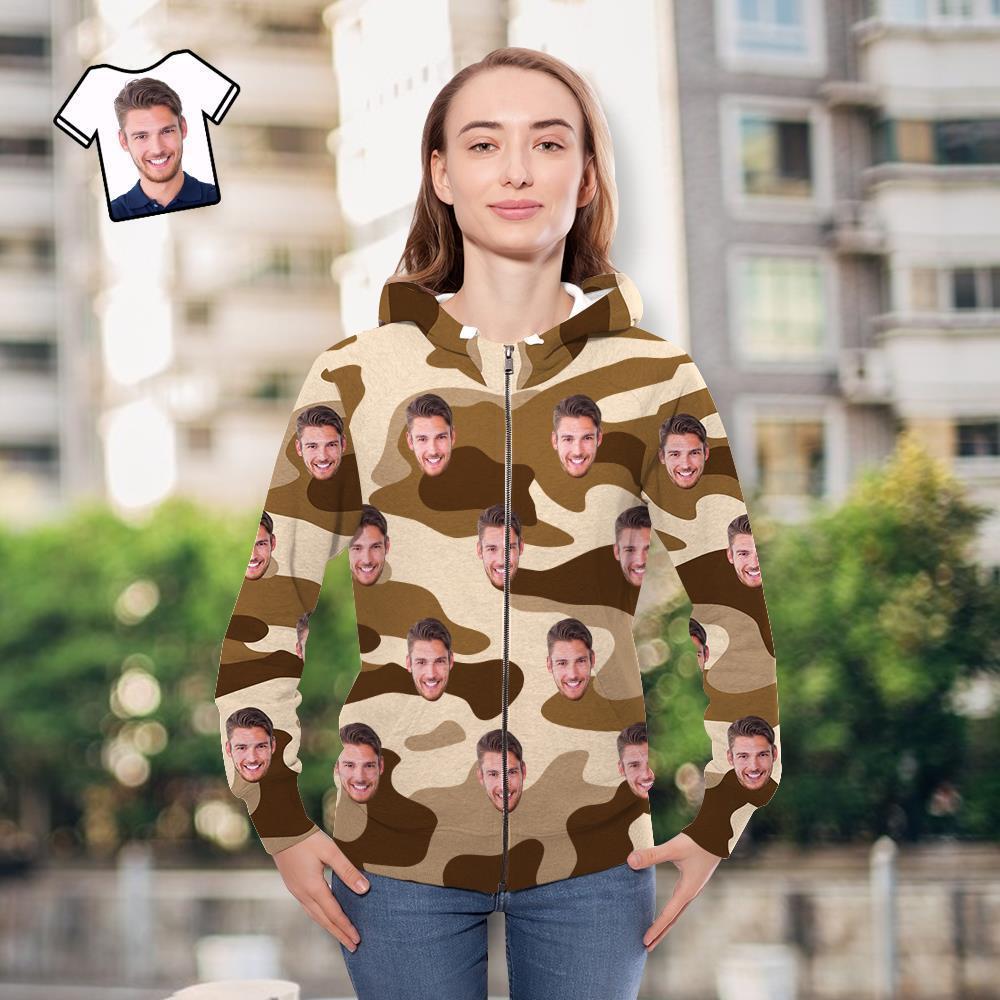 Custom Face Unisex Hoodie Casual Printed Wheat Camouflage - MyFaceSocksAu