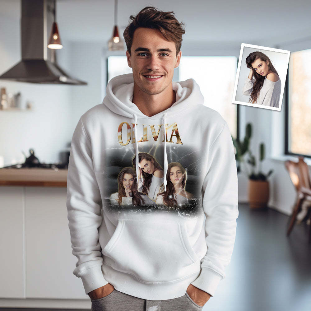 Custom Photo Vintage Personalized Name Hoodie - MyFaceSocksAu