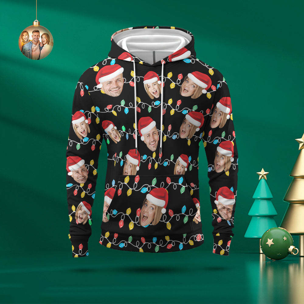 Custom Face Hoodie Personalized Photo Christmas Family Xmas Leds Unisex Hoodies - MyFaceSocksAu