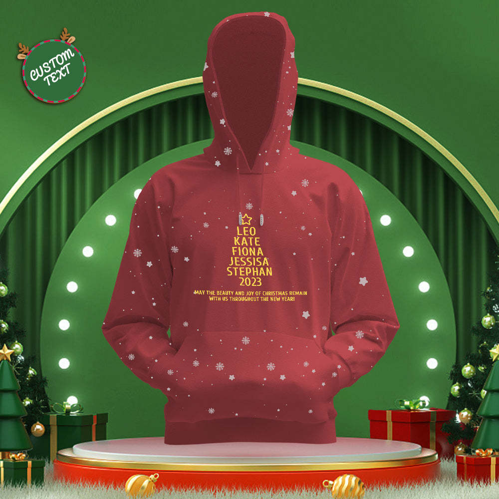 Custom Family Names Christmas Tree Hoodies Personalized Sweatshirts Christmas Day Gifts - MyFaceSocksAu