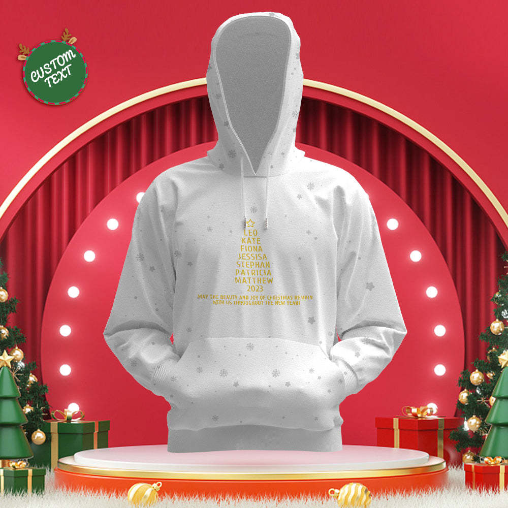 Custom Family Names Christmas Tree Hoodies Personalized Sweatshirts Christmas Day Gifts - MyFaceSocksAu