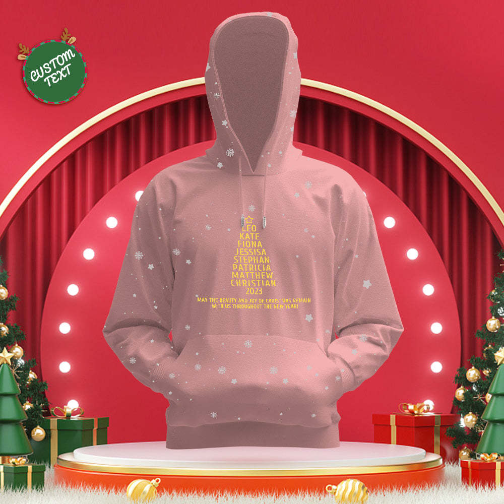 Custom Family Names Christmas Tree Hoodies Personalized Sweatshirts Christmas Day Gifts - MyFaceSocksAu