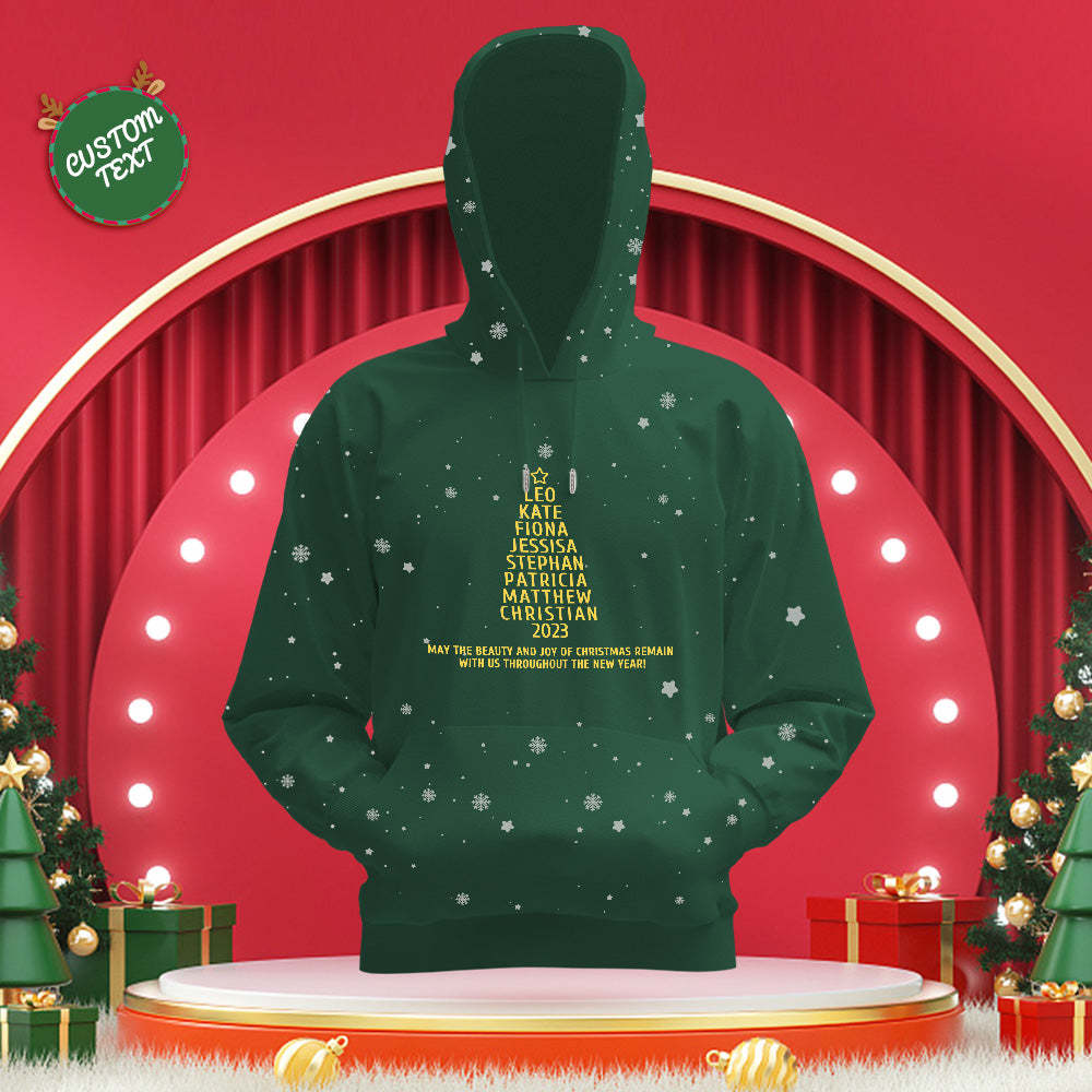 Custom Family Names Christmas Tree Hoodies Personalized Sweatshirts Christmas Day Gifts - MyFaceSocksAu