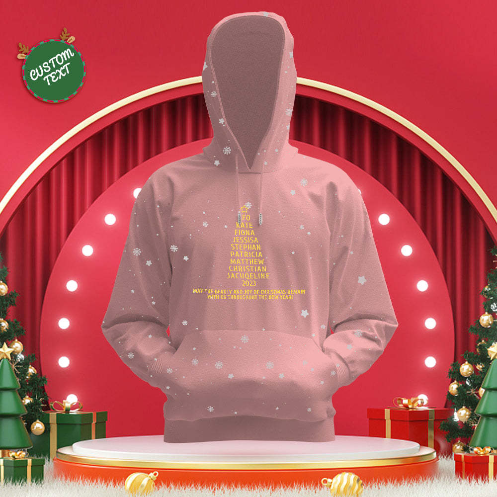 Custom Family Names Christmas Tree Hoodies Personalized Sweatshirts Christmas Day Gifts - MyFaceSocksAu