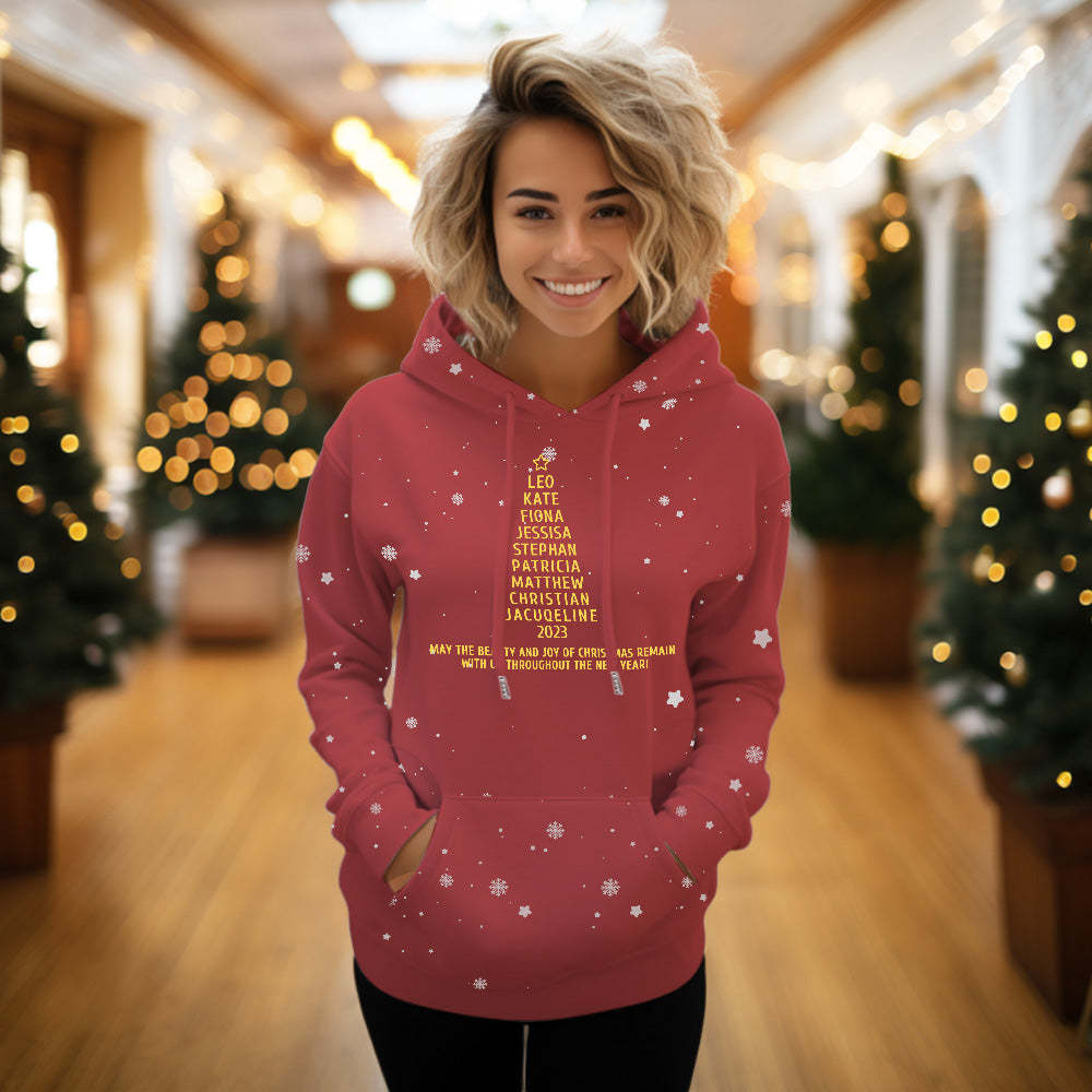 Custom Family Names Christmas Tree Hoodies Personalized Sweatshirts Christmas Day Gifts - MyFaceSocksAu