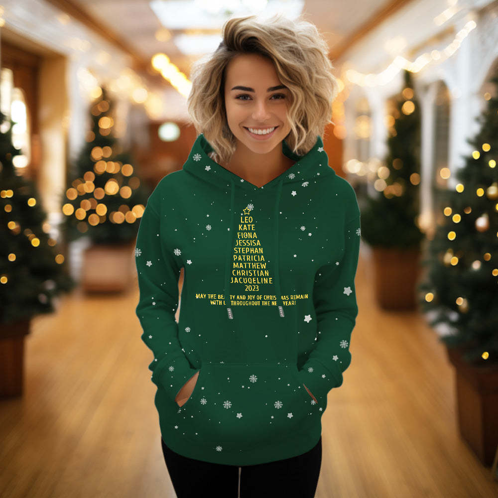 Custom Family Names Christmas Tree Hoodies Personalized Sweatshirts Christmas Day Gifts - MyFaceSocksAu