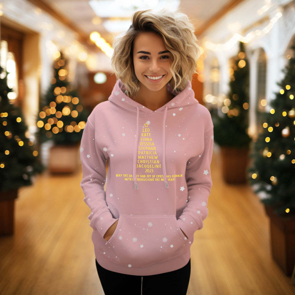 Custom Family Names Christmas Tree Hoodies Personalized Sweatshirts Christmas Day Gifts - MyFaceSocksAu
