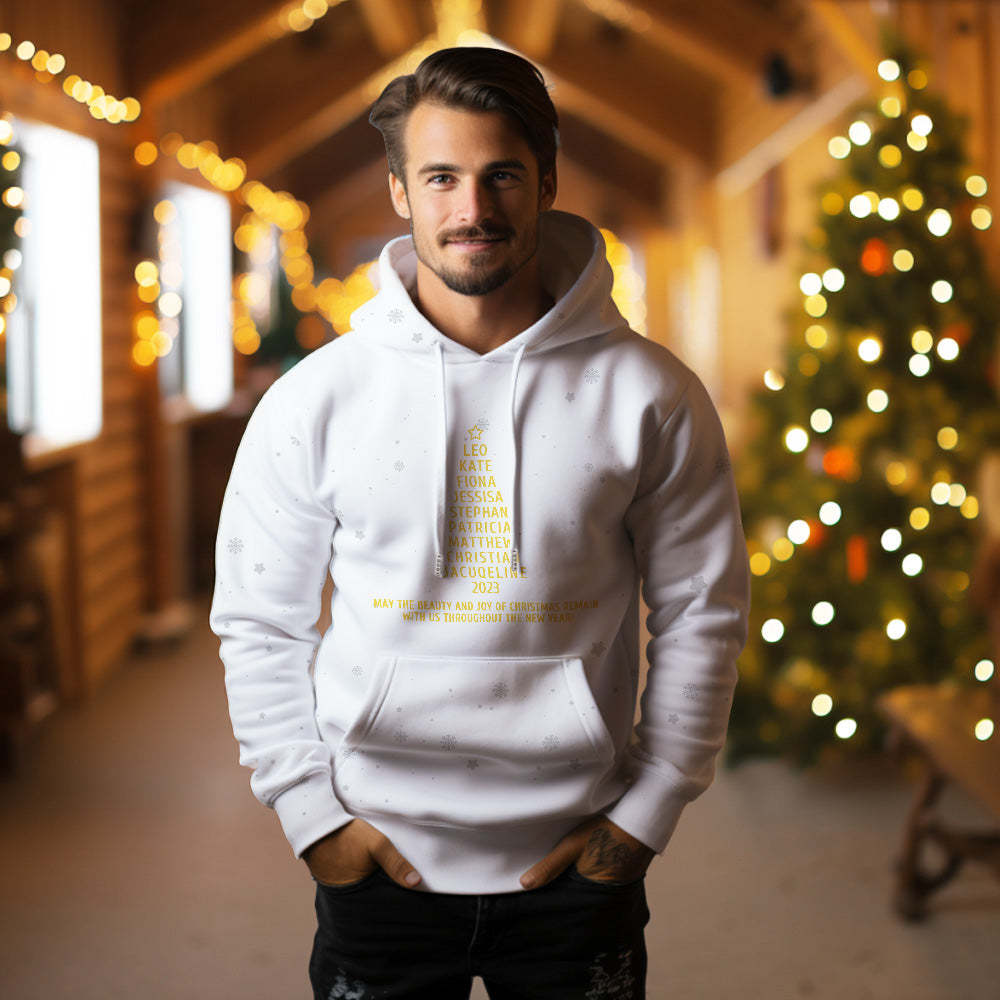 Custom Family Names Christmas Tree Hoodies Personalized Sweatshirts Christmas Day Gifts - MyFaceSocksAu