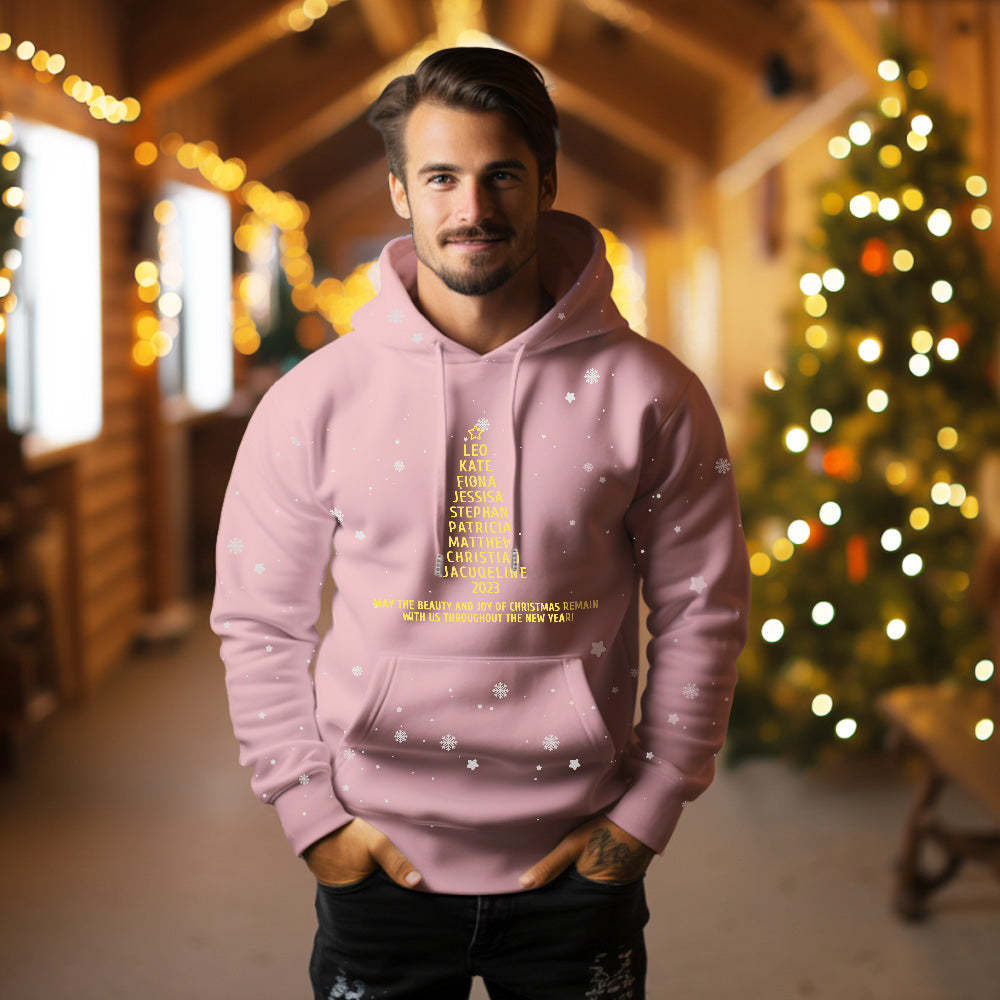 Custom Family Names Christmas Tree Hoodies Personalized Sweatshirts Christmas Day Gifts - MyFaceSocksAu