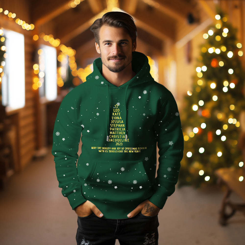 Custom Family Names Christmas Tree Hoodies Personalized Sweatshirts Christmas Day Gifts - MyFaceSocksAu