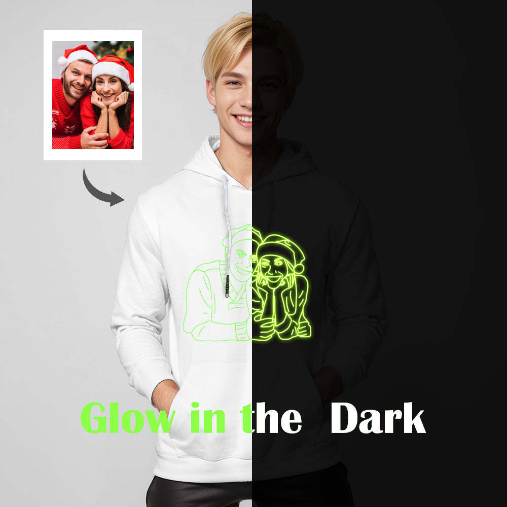 Custom Photo Glow In The Dark Multicolour Hoodie Personalized Luminous Unisex Hoodie Creative Gift - MyFaceSocksAu