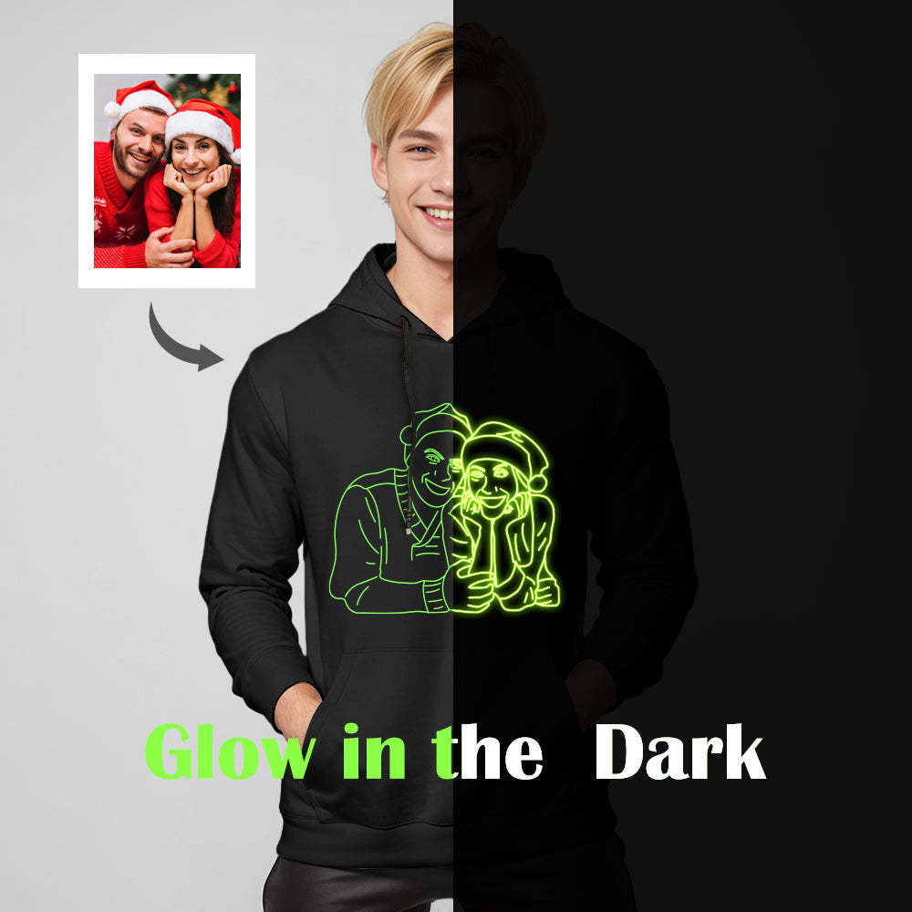 Custom Photo Glow In The Dark Multicolour Hoodie Personalized Luminous Unisex Hoodie Creative Gift - MyFaceSocksAu