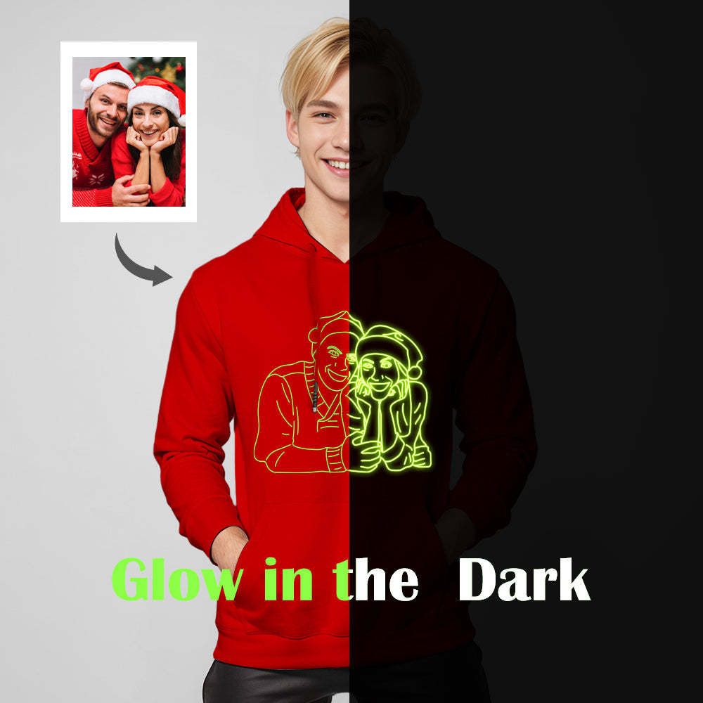 Custom Photo Glow In The Dark Multicolour Hoodie Personalized Luminous Unisex Hoodie Creative Gift - MyFaceSocksAu